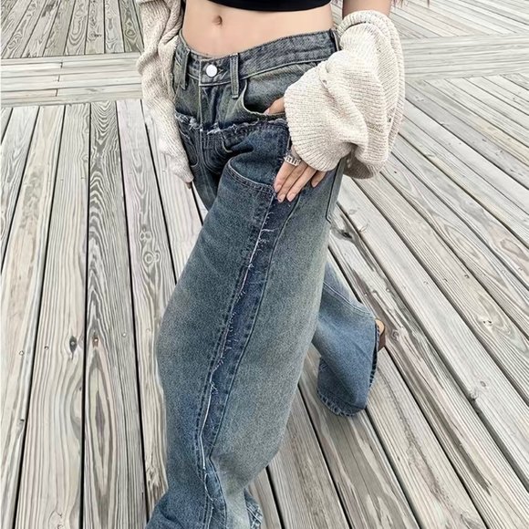 Womens Retro Jeans Size 2XL Blue High Rise Straight Leg Washed Denim Stretch - Picture 2 of 14